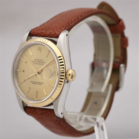 two tone datejust leather strap